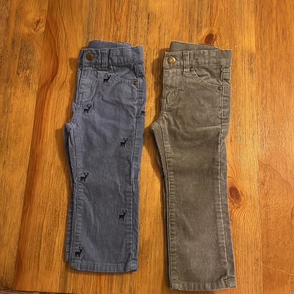 2 Janie & Jack Corduroy pants 18-24 + 2T Reindeer Blue & Solid Gray - Picture 2 of 11